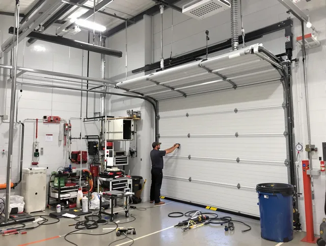 Torrance Garage Door Repair certified technician performing commercial door repair at a Torrance business facility