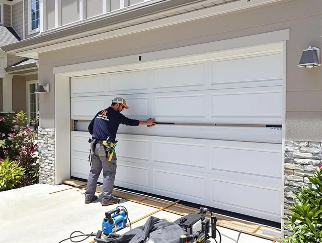 Torrance Garage Door Repair team performing complete garage door replacement at Torrance residence