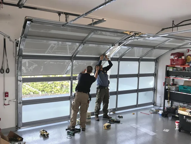 Torrance Garage Door Repair expert performing precise panel replacement on Torrance garage door